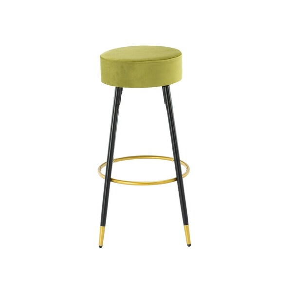 Modern Set of 2 Counter Height Bar Stools with Golden Footrest