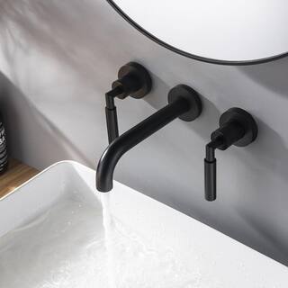 Satico Modern 2-Handle Wall Mount Bathroom Faucet in Matte Black SY600MB665