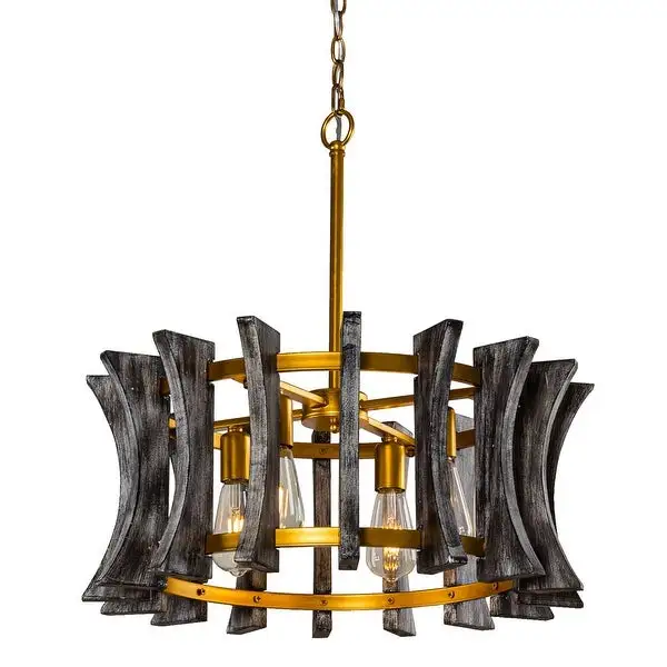 Antique Grey/ Gold Wooden 4-Light Porch Chandelier Shopping - The Best Deals on Chandeliers