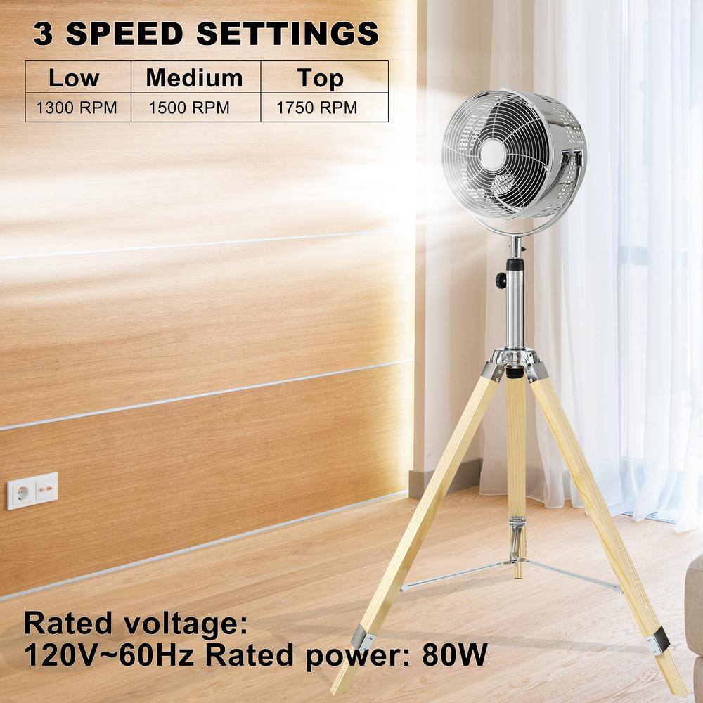 Aoibox 10 Inch Silver 3 Speed Adjustment Tripod Pedestal Fan Multiple Wide Angle Standing Fan for Bedroom Living Room Office SNMX2870