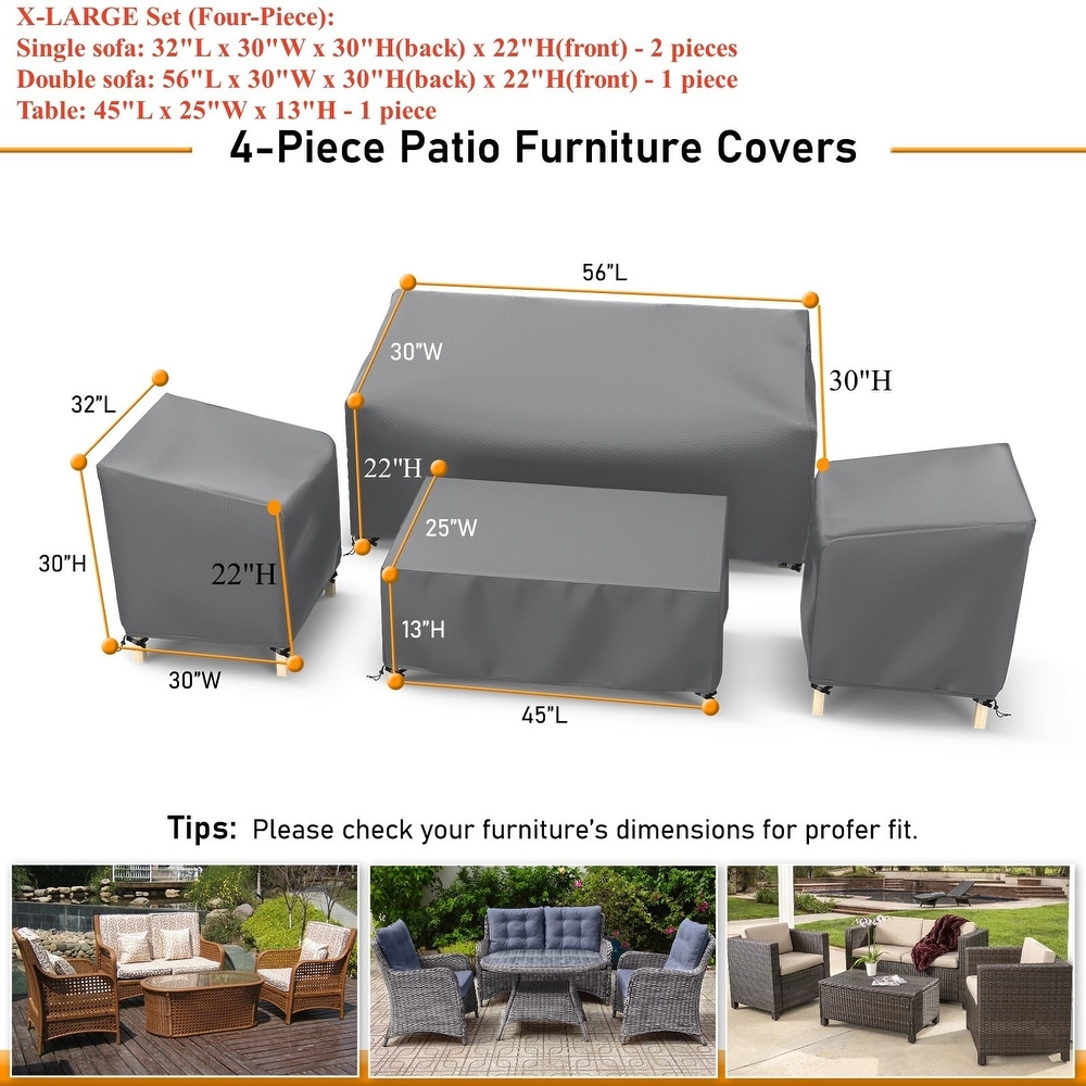 Outdoor Patio Furniture Covers 4 Piece Set Furniture Cover Waterproof
