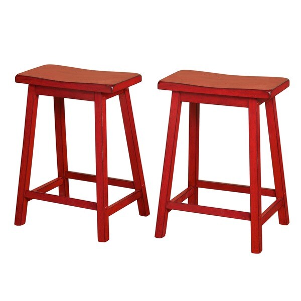 Simple Living Marney Rubberwood Saddle Bar Stools (Set of 2)