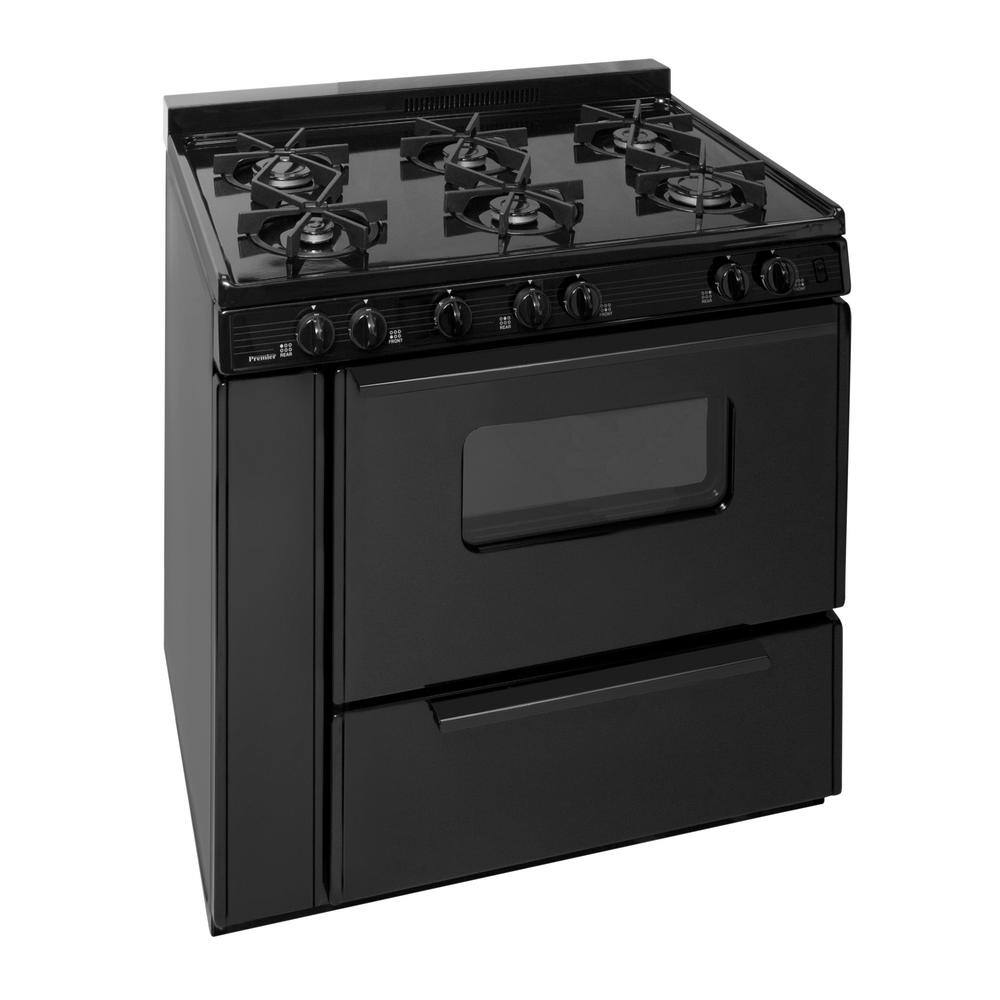 Premier 36 in. 3.91 cu. ft. Gas Range with Sealed Burners in Black STK2X0BP