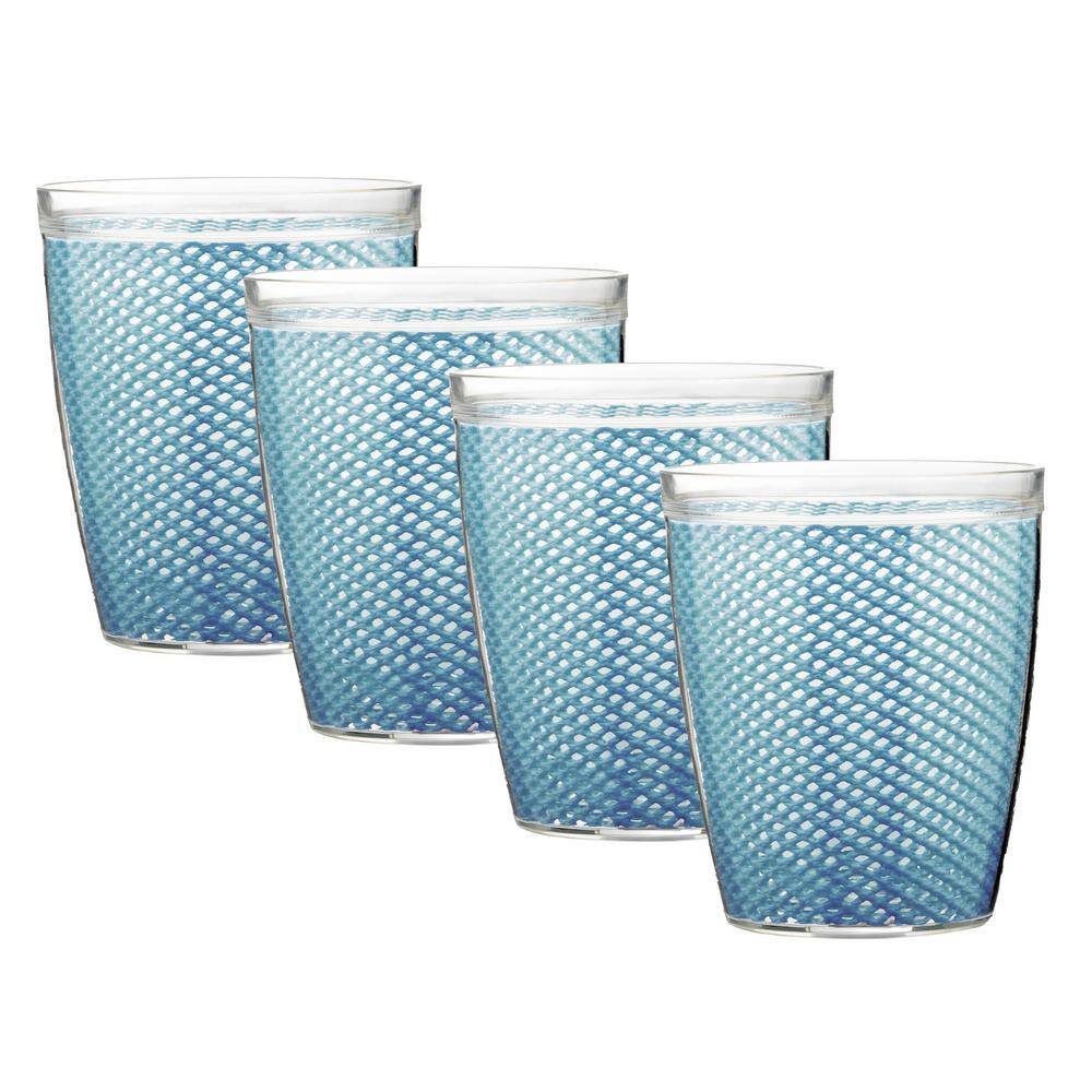 Kraftware Fishnet 14 oz. Niagara Blue Insulated Drinkware (Set of 4) 39514