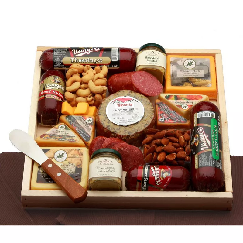 GBDS Deluxe Meat and Cheese Lovers Sampler Tray - meat and cheese gift baskets