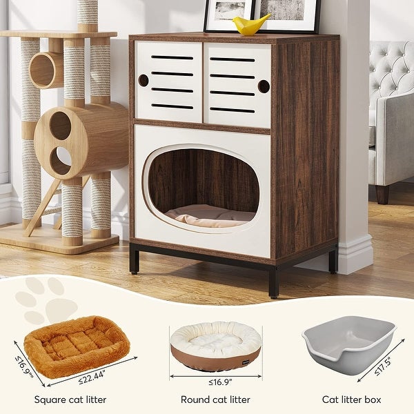 Hidden Cat Litter Box Furniture with Doors Storage