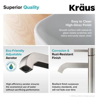 KRAUS White Porcelain Ceramic Rectangular Bathroom Vessel Sink C-KCV-122-1007SN