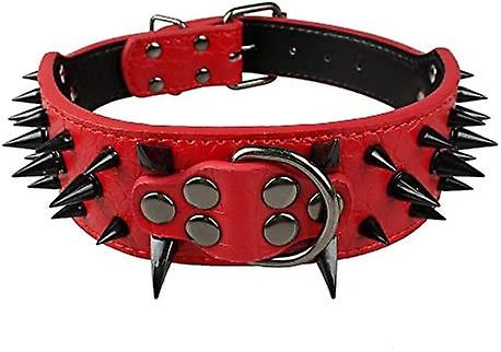 Yoitea Sharp Spiked Studded Dog Collar - Stylish Leather Dog Collars - 2 Inch In Width Fit For Medium and Large Dogs - Such As Pitbull Mastiff