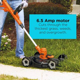 BLACK+DECKER 12 in. 6.5 AMP Corded Electric 3-in-1 String Trimmer  Lawn Edger with Lawn Mower Attachment MTE912