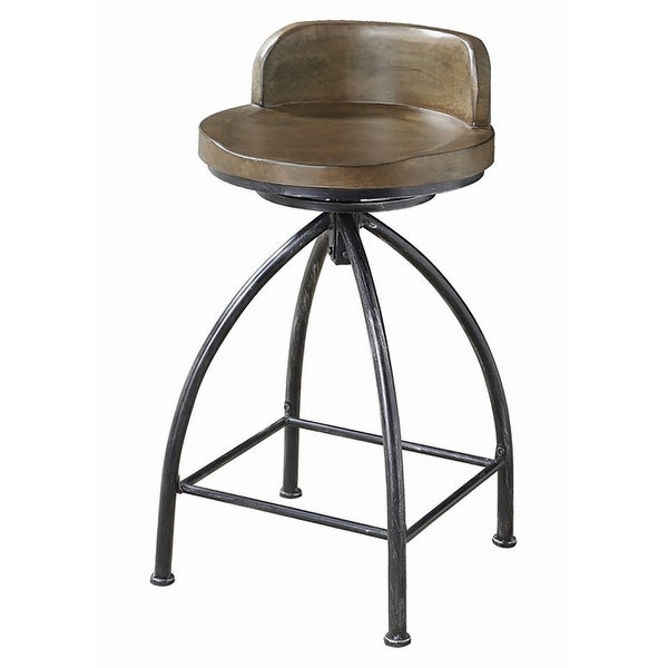 Industrial Design Wood Seat and Metal Base Swivel Counter Height Dining Stool