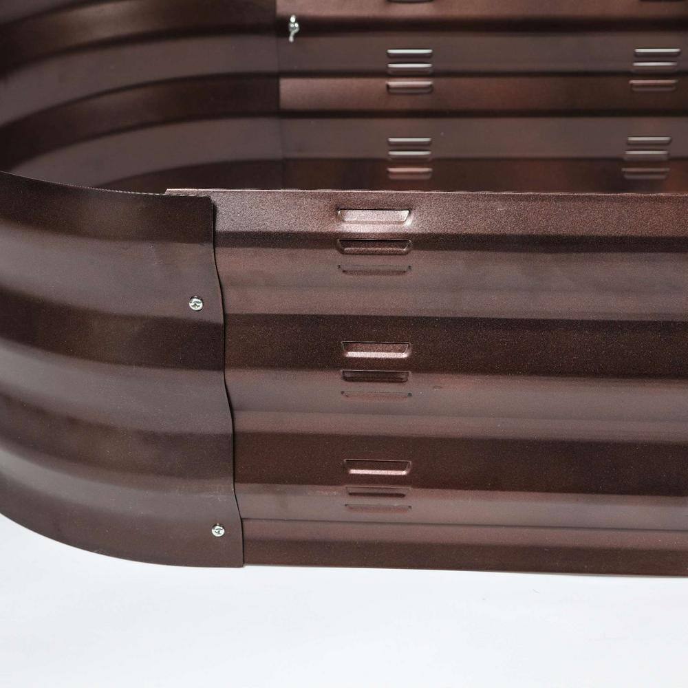 LuxenHome 5.6 ft. Oval Brown Metal Garden Bed WHPL431