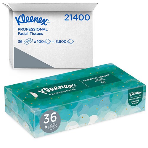 Kimberly-Clark Kleenex Professional Facial Tissue for Business (21400) | Flat Tissue Boxes， 36 Boxes