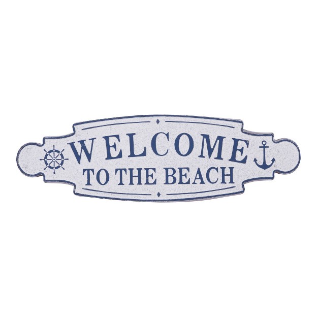 Metal Sign Welcome To The Beach Wall Decor Blue Olivia amp May