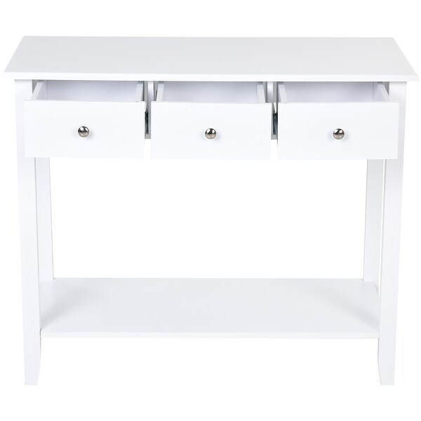 HOMCOM Console Table Industrial Desk with Drawer Bottom Shelf and Large Tabletop for Pictures， Great for the Entryway