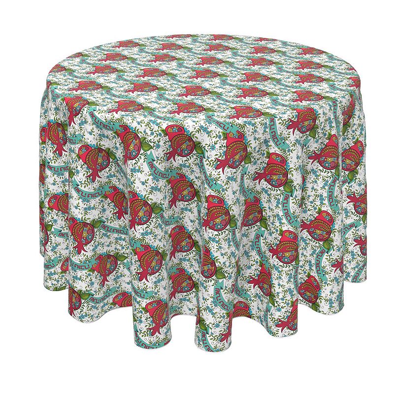 Round Tablecloth， 100% Polyester， 70 Round， Happy Rosh Hashanah