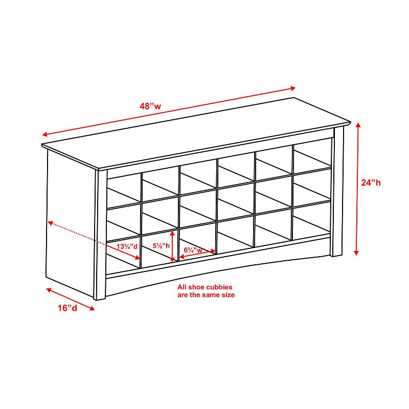 Prepac Shoe Storage Cubby Bench