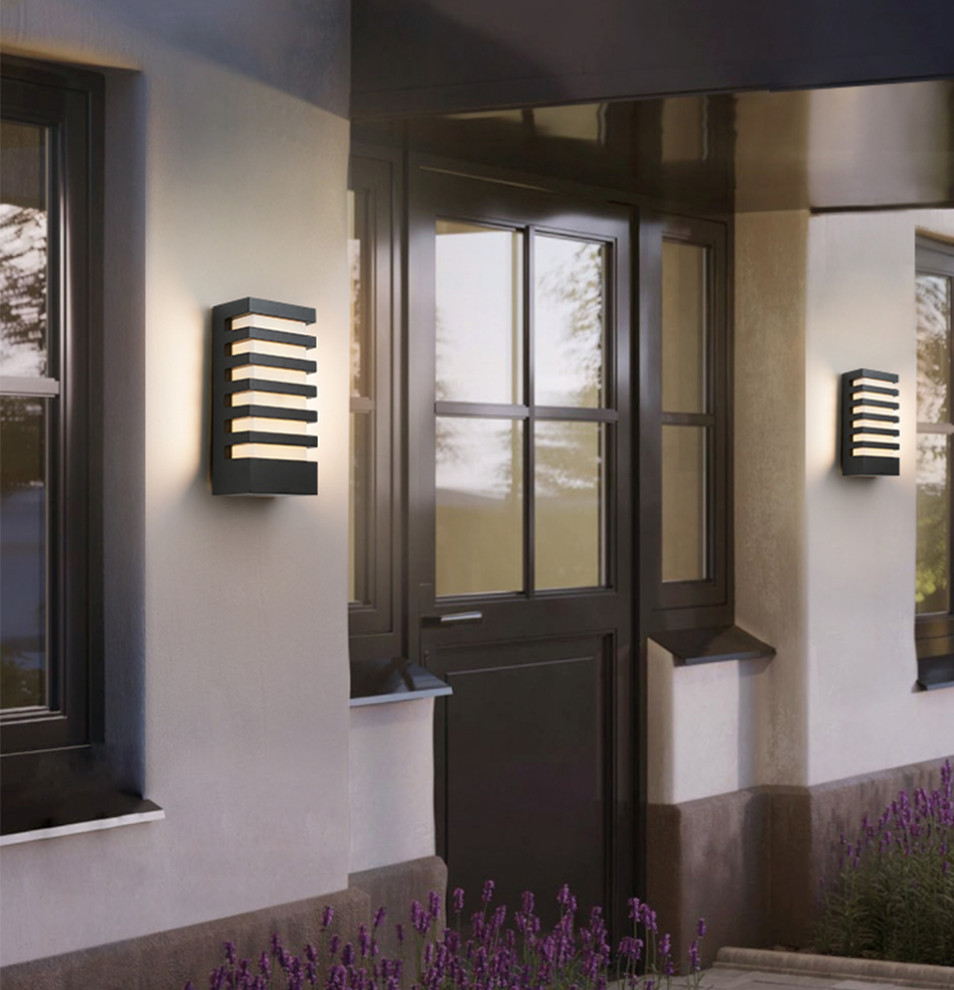 Black Outdoor Waterproof Aluminum LED Wall Sconce For Porch  Garden   Transitional   Outdoor Wall Lights And Sconces   by Miron Demid LLC  Houzz