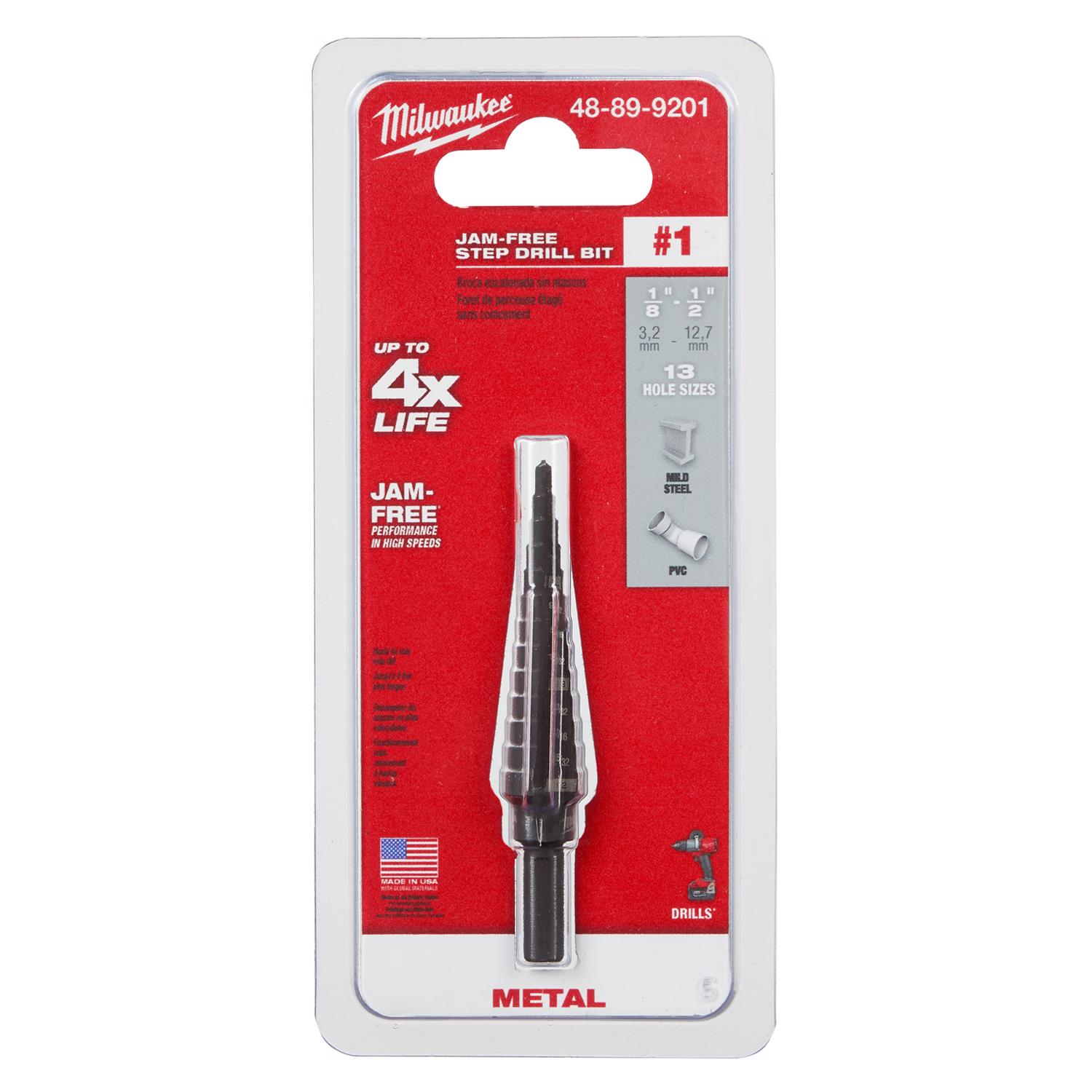 MW JAM-FREE 1/8 to 1/2 in. X 6 in. L Black Oxide Step Drill Bit 1 pc