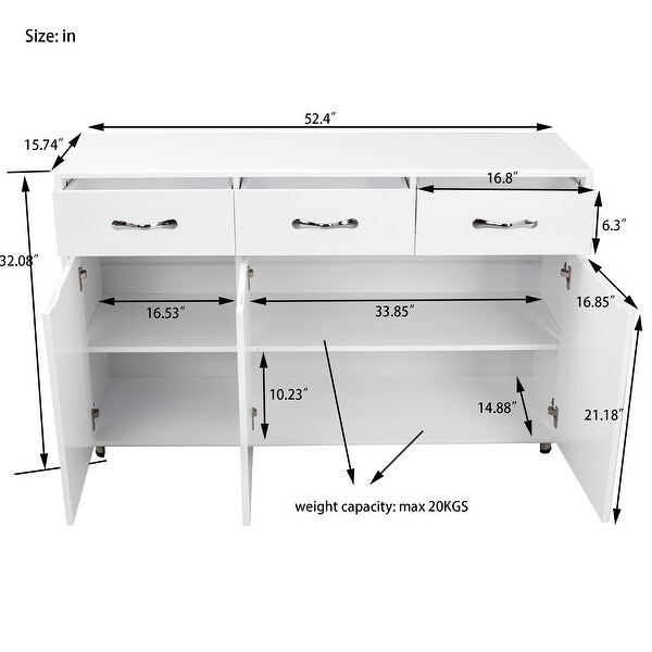 TiramisuBest Modern MDF Three Doors Side Table-Six Drawders