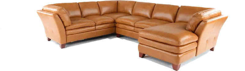 Sierra Camel Brown Leather 3 Piece Sectional