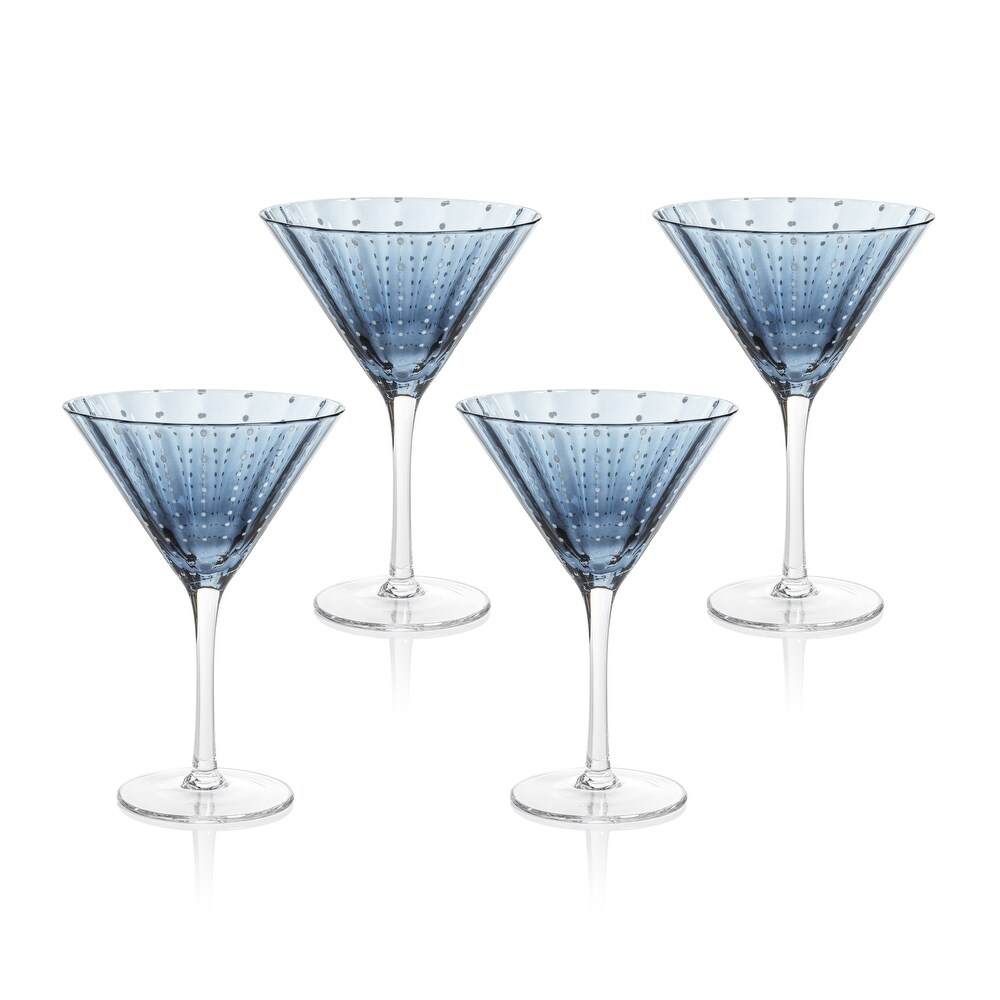 Pescara White Dot Martini Glasses  Set of 4