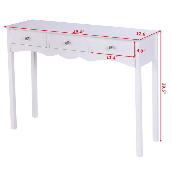 Hall table Side Table with 3 Drawers-White - 39.4