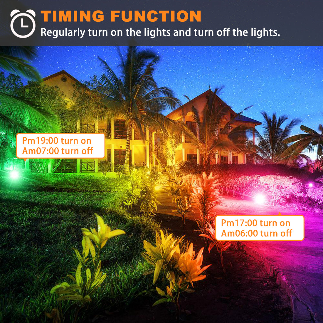 RGB LED Flood Light Outdoor 300W Equivalent Color Changing Smart Floodlights Colored Water Proof Garden Lawn Landscape Lighting Christmas Light AC110V 1 Pack