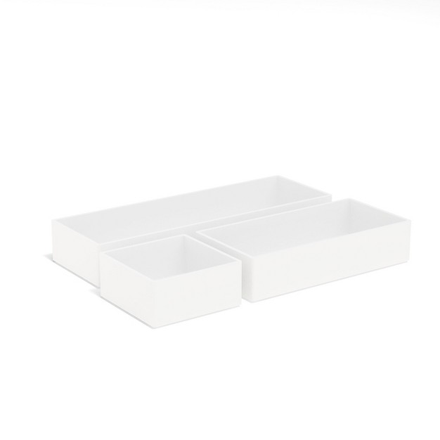 Tru Red 3 Piece Plastic Drawer Organizer White Tr55296