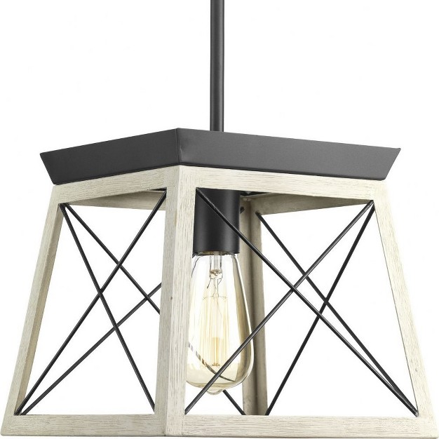 Progress Lighting Briarwood 1 light Mini pendant Steel Graphite Finish Faux painted Wood Enclosure