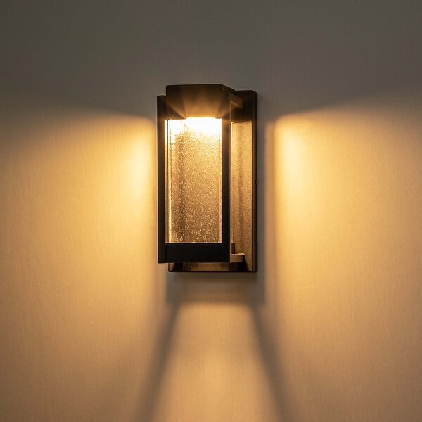 Outdoor Integrated LED Rectangular Wall Sconce w/ Seeded Glass - 5.31