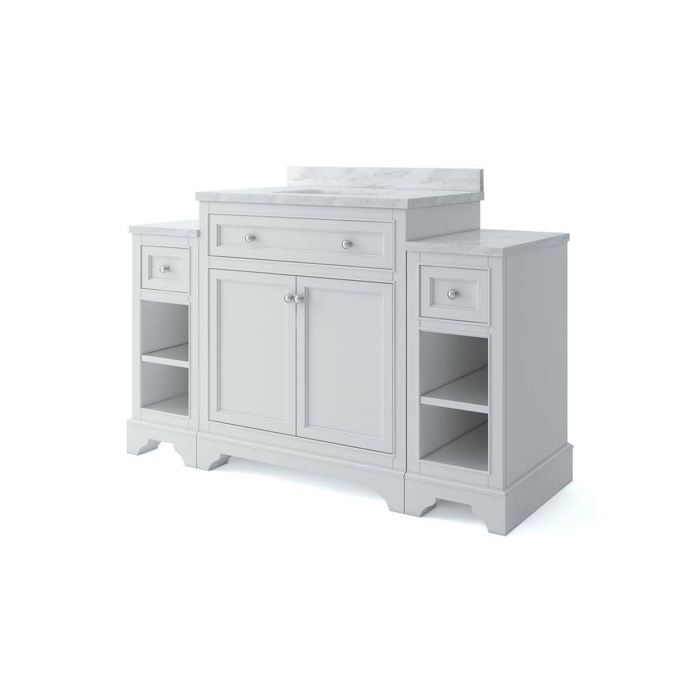 Home Decorators Collection Mornington 54 in. W x 21 in. D x 38 in. H Single Bath Vanity in White with Marble Vanity Top in White with White Sink MD-V036-2017-WH