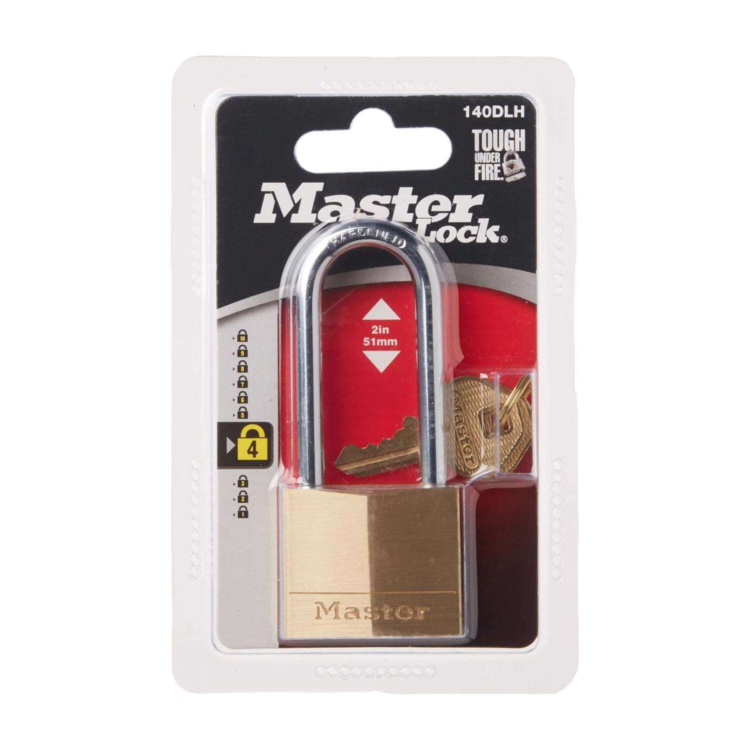 Master Lock 1-1/4 in. H X 5/16 in. W X 1-9/16 in. L Brass 4-Pin Tumbler Padlock