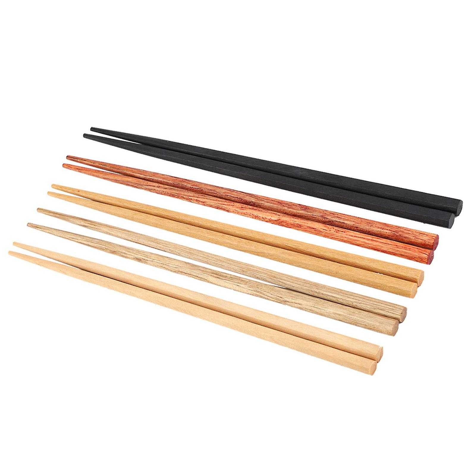 5pcs Multicolored Natural Logs Wooden Paint Handmade Reusable Chopsticks With Gift Box