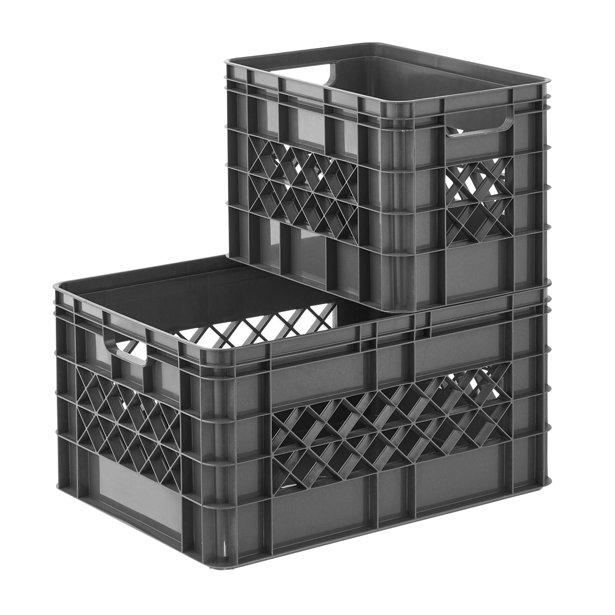 Grey Modular Stackable Crates