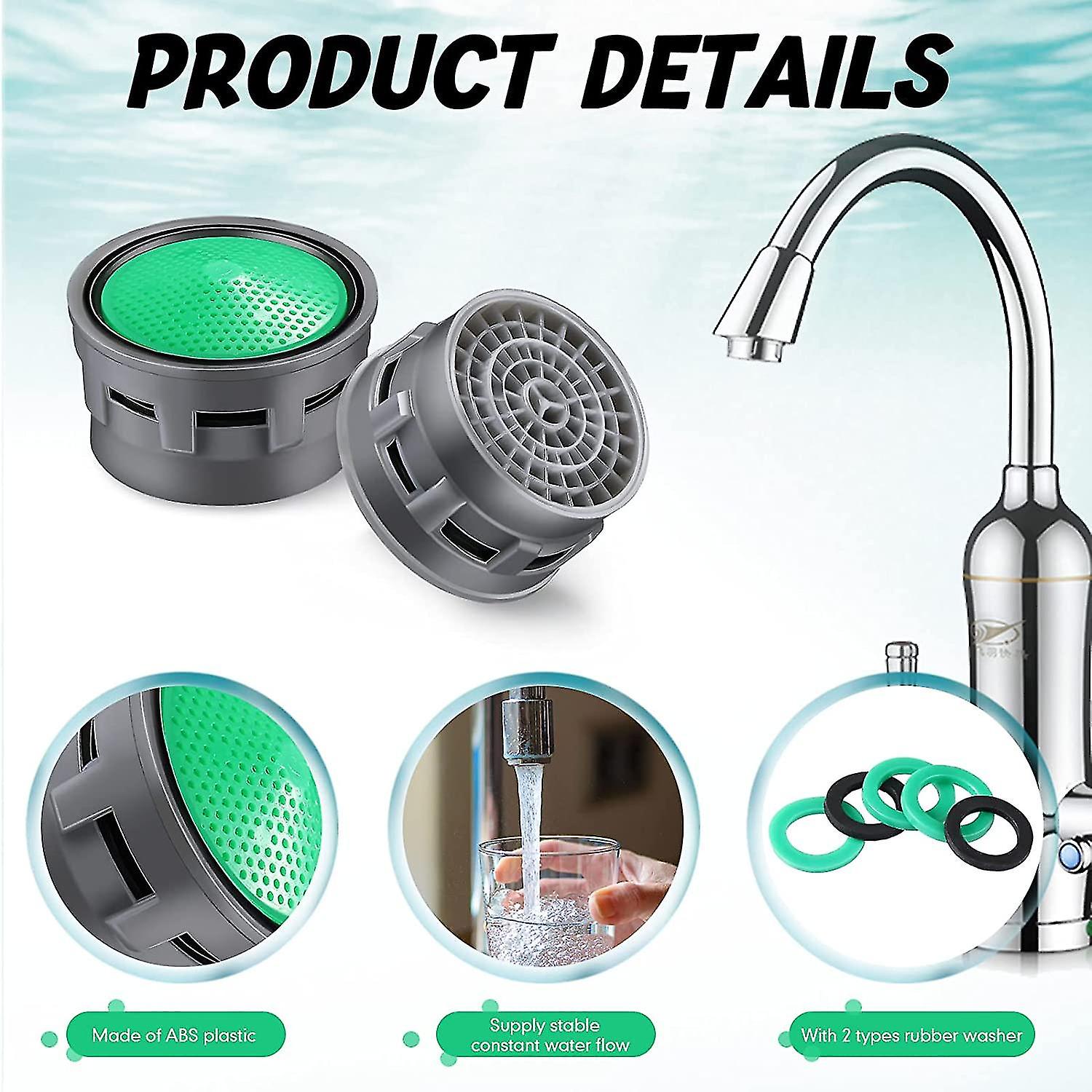 10 Pieces Faucet Aerator Faucet Aerator Water Saving Faucet Restrictor Insert Dl M22x1/m24x1 Faucet Sink Aerator Filter With Rubber Washer (green)