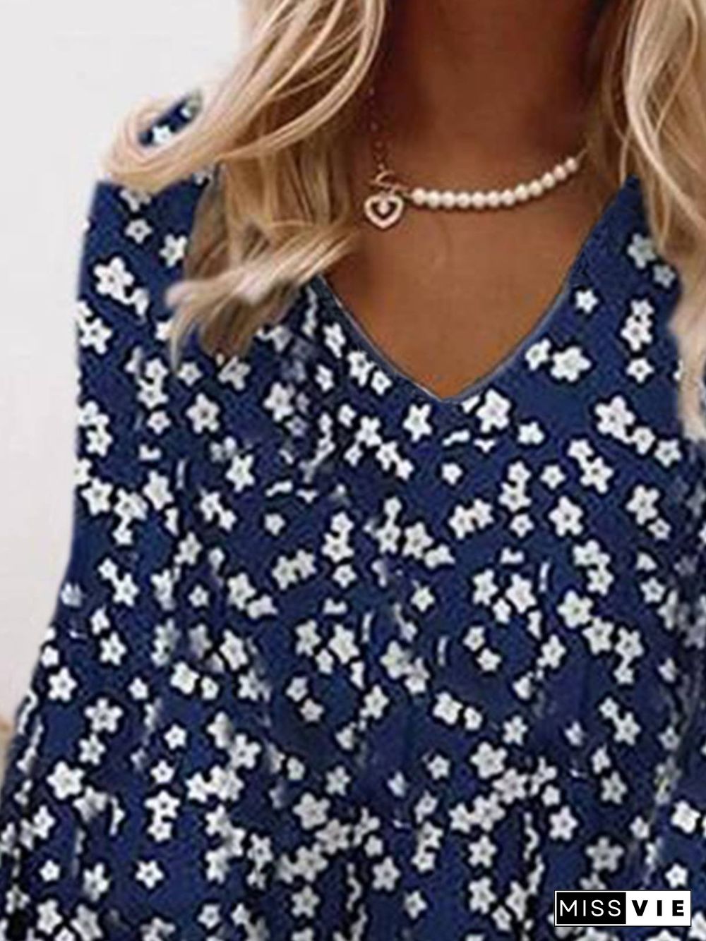 Floral V Neck Casual Dress