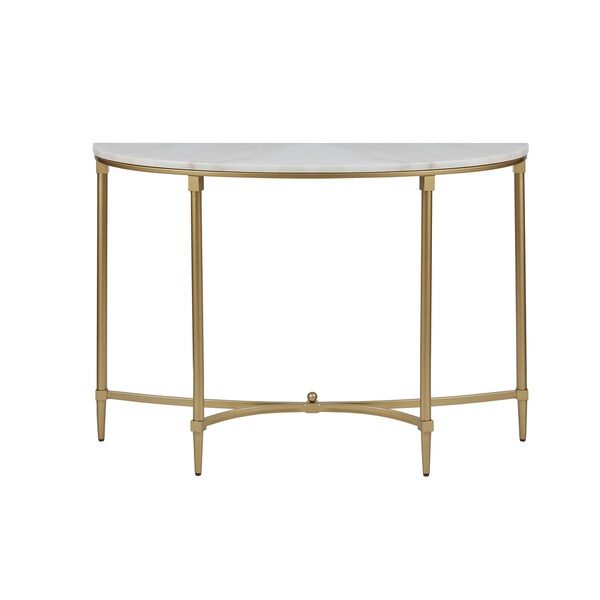 Madison Park Signature Bordeaux White/Gold-tone Marble/Metal Console Table