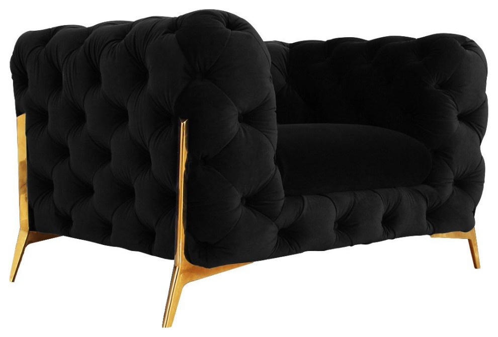 Divani Casa Quincey Transitional Black Velvet Chair   Contemporary   Armchairs And Accent Chairs   by Vig Furniture Inc.  Houzz