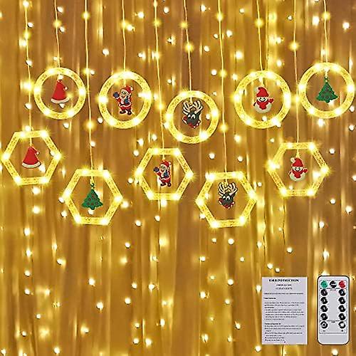 Christmas Window Lights Indoor Decoration - 120 LED 10FT Twinkle Curtain String Lights（large）