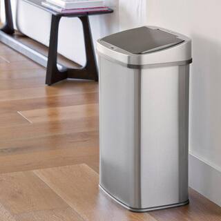 NINESTARS 13 Gal. Black Open Top Lid Stainless Steel Trash Can OTT-50-19BK