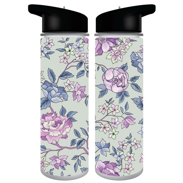 Floral Print Pink Flowers 24 Oz Single Wall Bpa free Plastic Water Bottle