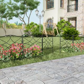 Kingdely 24.4 in. H Iron Garden Fence Outdoor Thicken Metal Wire Fencing Rustproof in Black (5-Panels) TDJW-WFKF170101