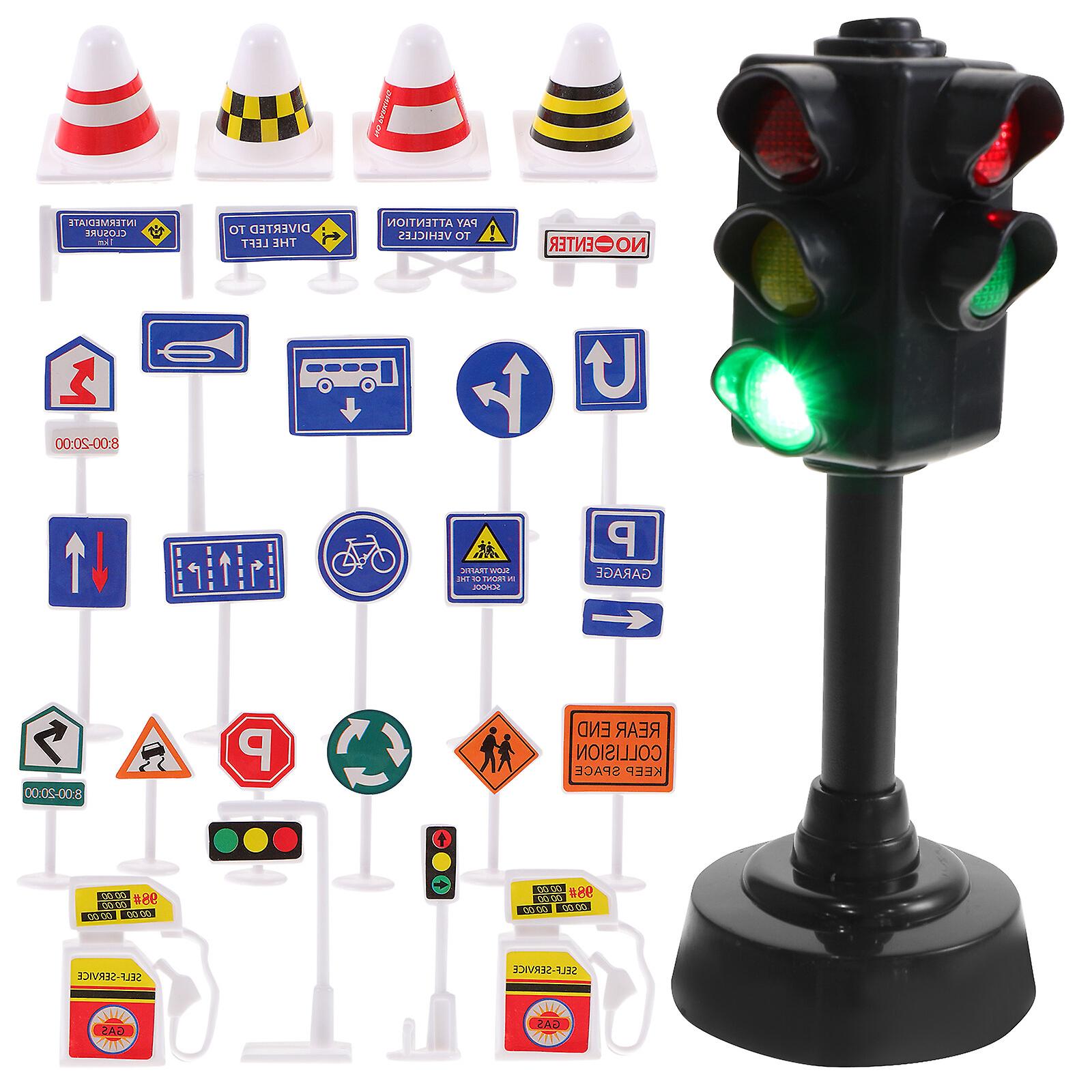 1 Set Of Traffic Barricades Sign Road Traffic Sign Children Traffic Light Toy Educational Toy Simulated Scene Toy