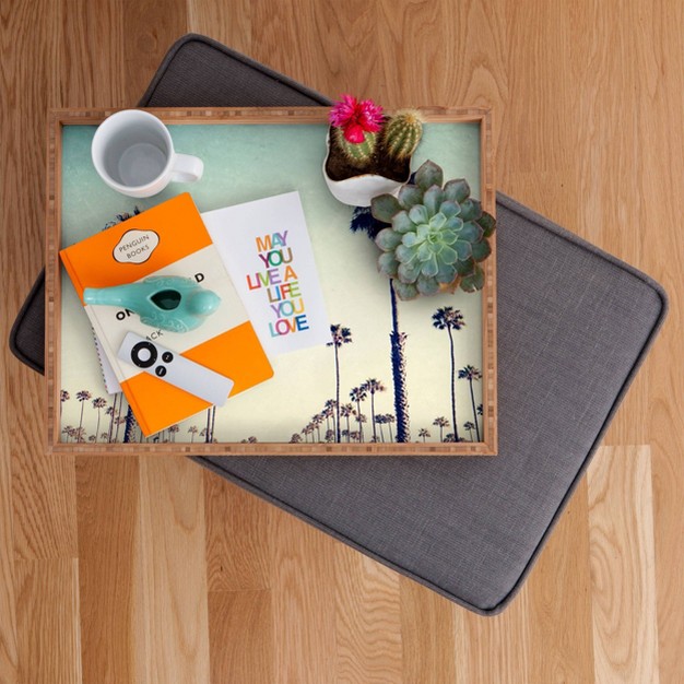 Bree Madden California Palm Trees Rectangle Tray Blue Deny Designs