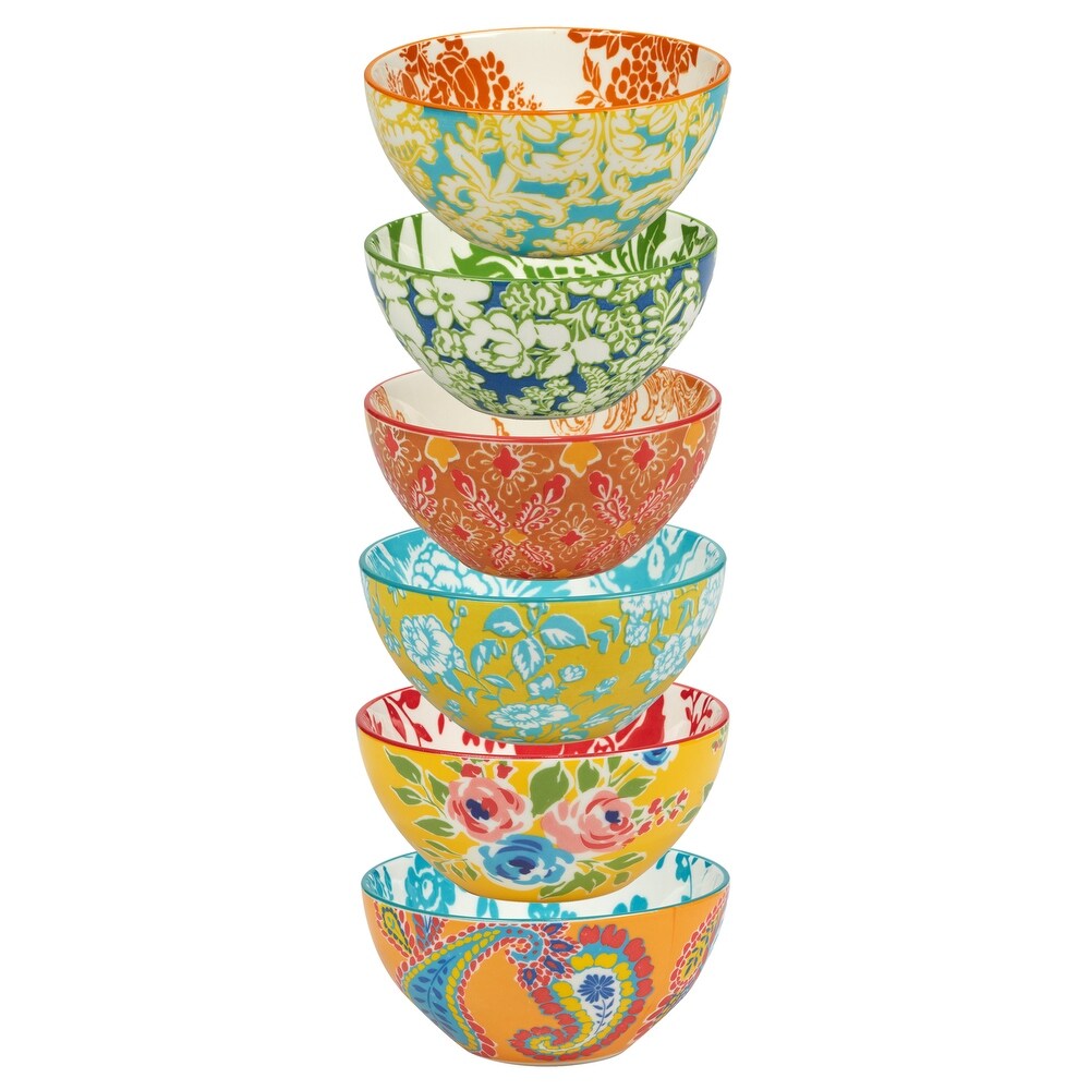 Certified International Damask Floral Assorted Designs  Purpose Bowls  Set of 6