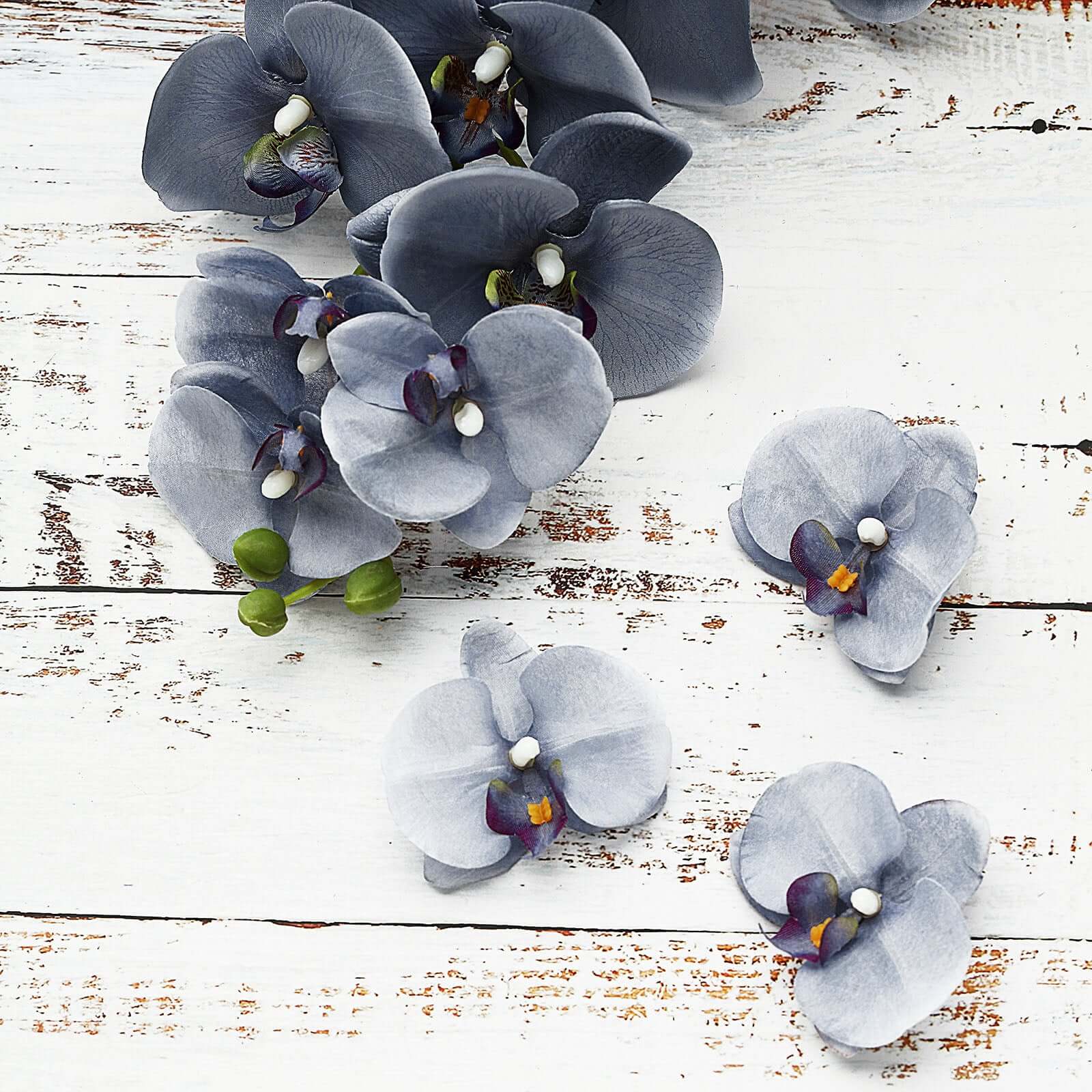 20 Flower Heads Charcoal Gray Artificial Silk Orchids DIY Crafts 4