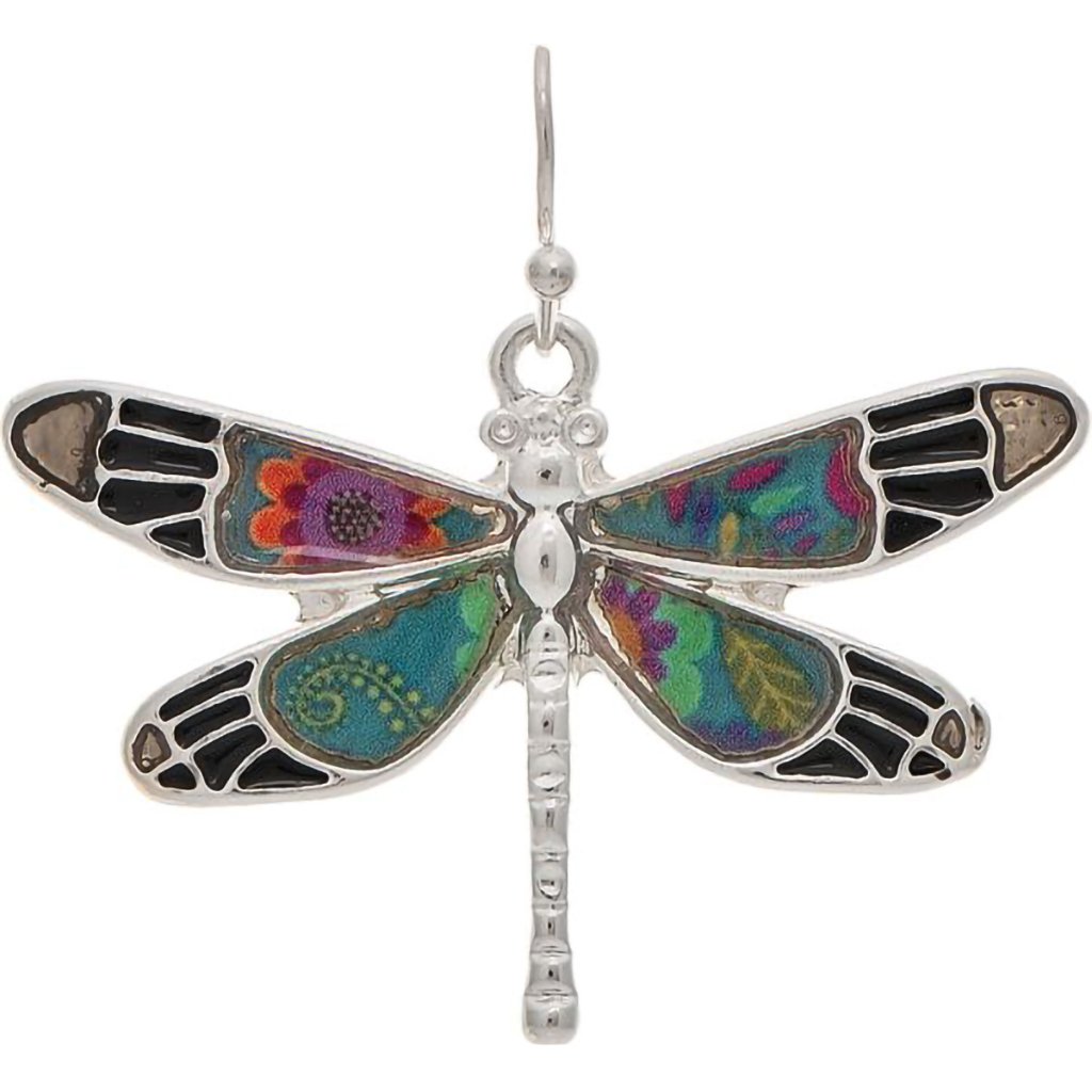 Rain   Silver Multicolor Enamel Dragonfly Earring