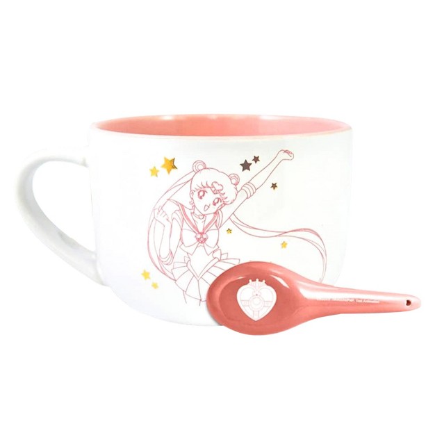 Just Funky Sailor Moon 12oz Ceramic Soup Mug With Spoon