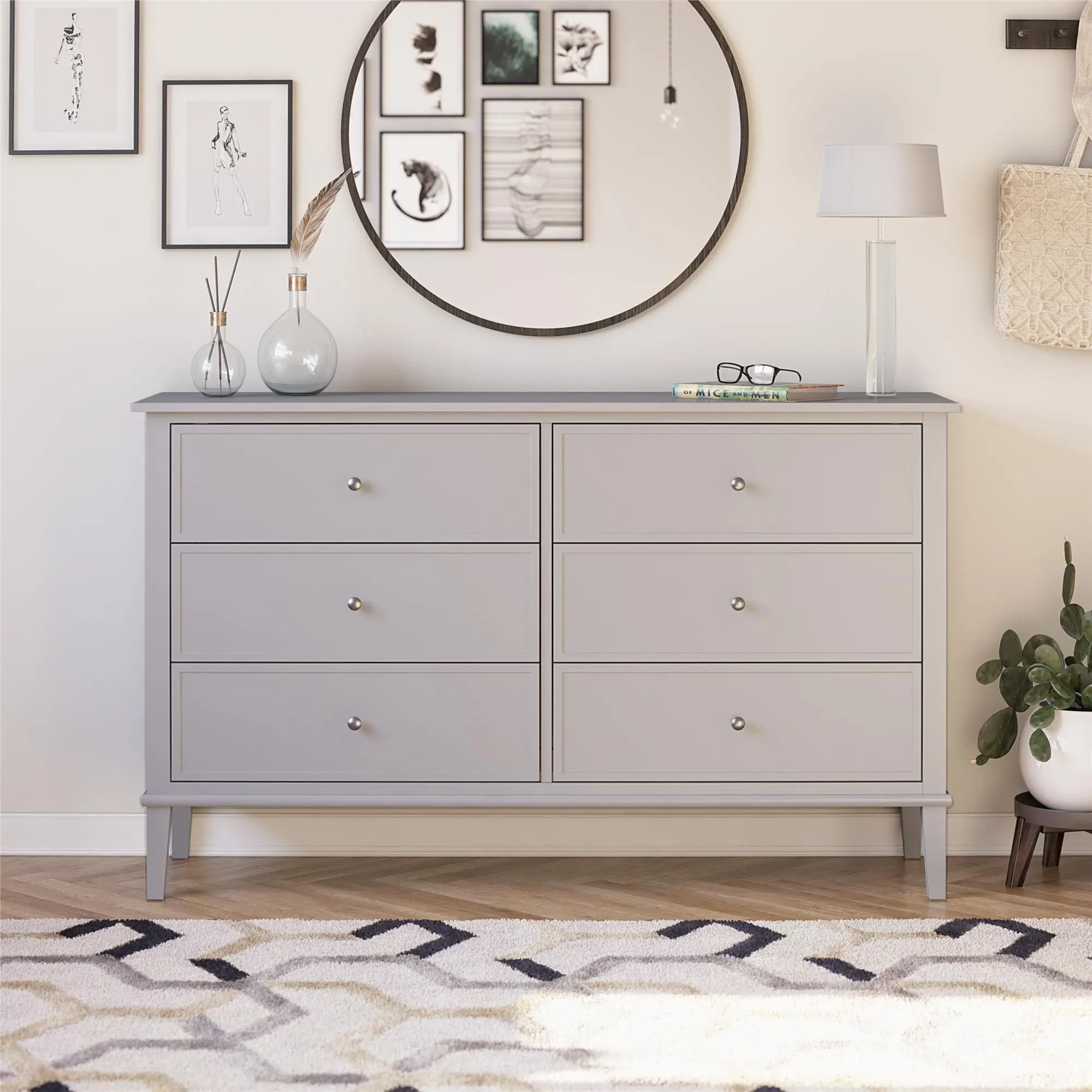 Franklin Transitional Gray 6-Drawer Dresser