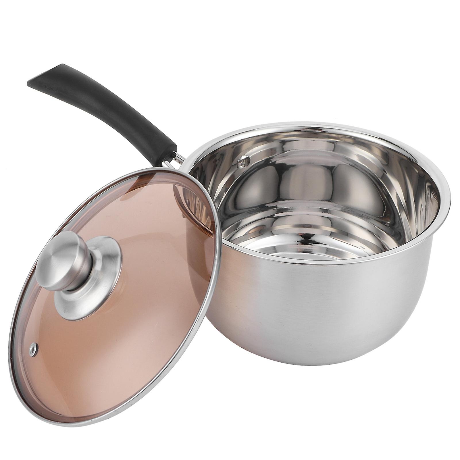 18cm Thickened Soup Pot 304 Stainless Steel Single Handle Food Supplement Saucepan Cooking Supplies